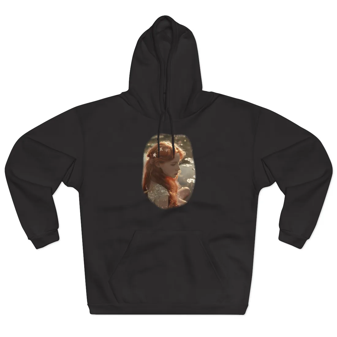 Sparkling Red Beauty: A Young Girl's Fiery Locks - Hoodie (Black)