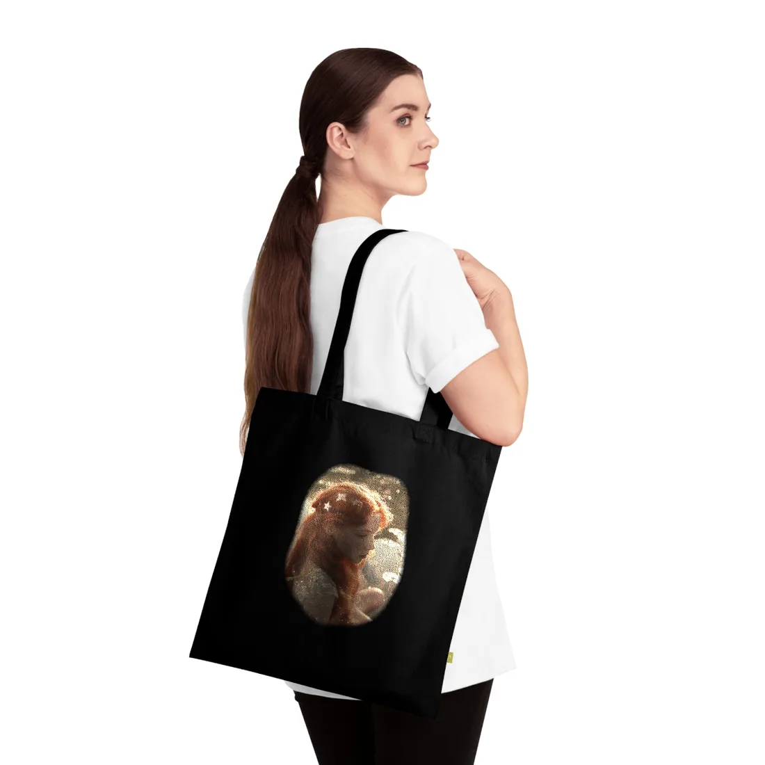 Sparkling Red Beauty: A Young Girl's Fiery Locks - Tote Bag (Black)