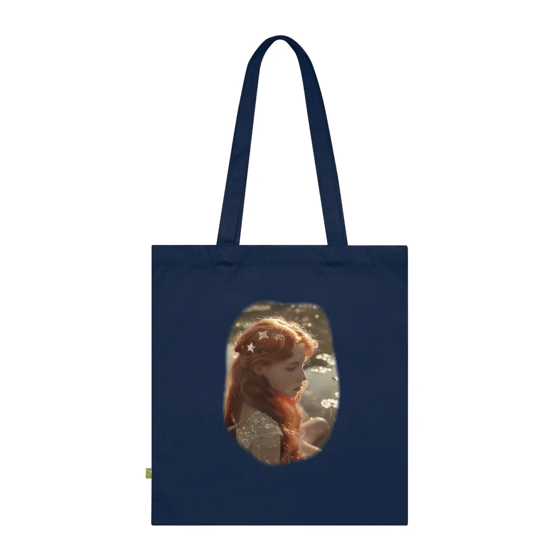 Sparkling Red Beauty: A Young Girl's Fiery Locks - Tote Bag (French Navy)