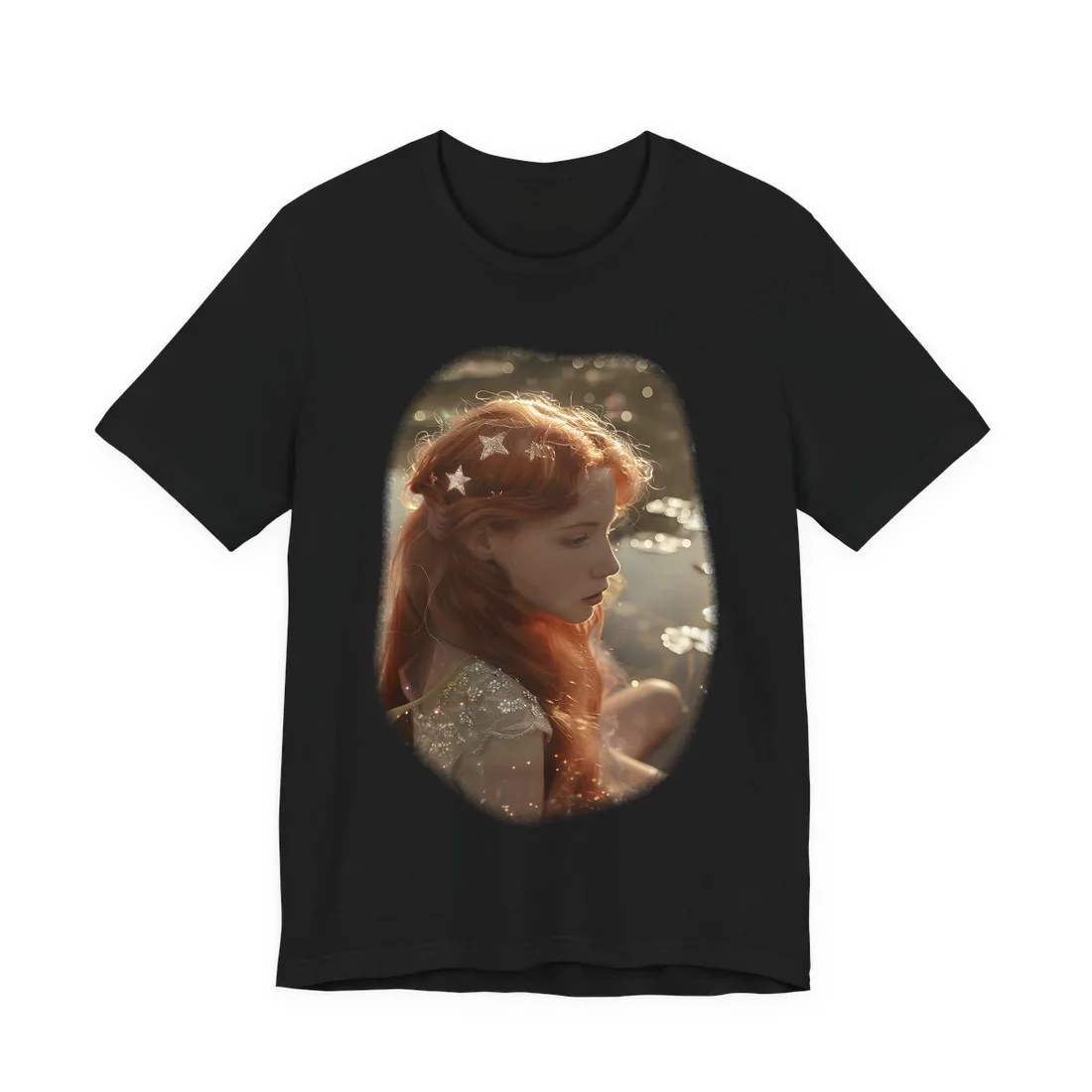 Sparkling Red Beauty: A Young Girl's Fiery Locks - T-Shirt (Black)