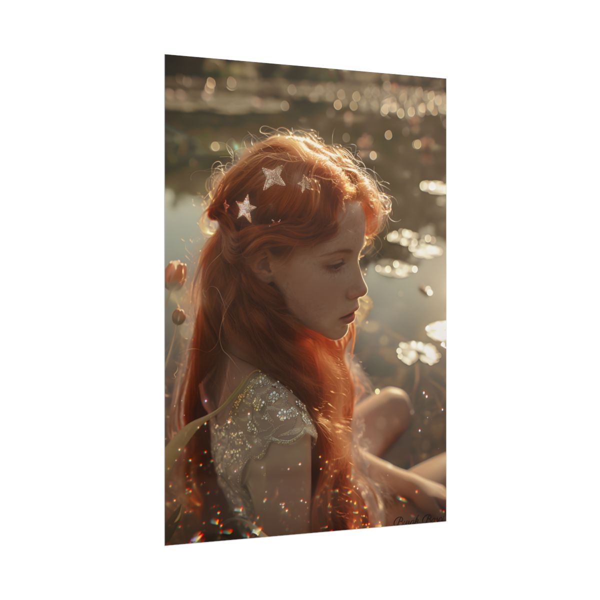 Sparkling Red Beauty: A Young Girl's Fiery Locks - Poster
