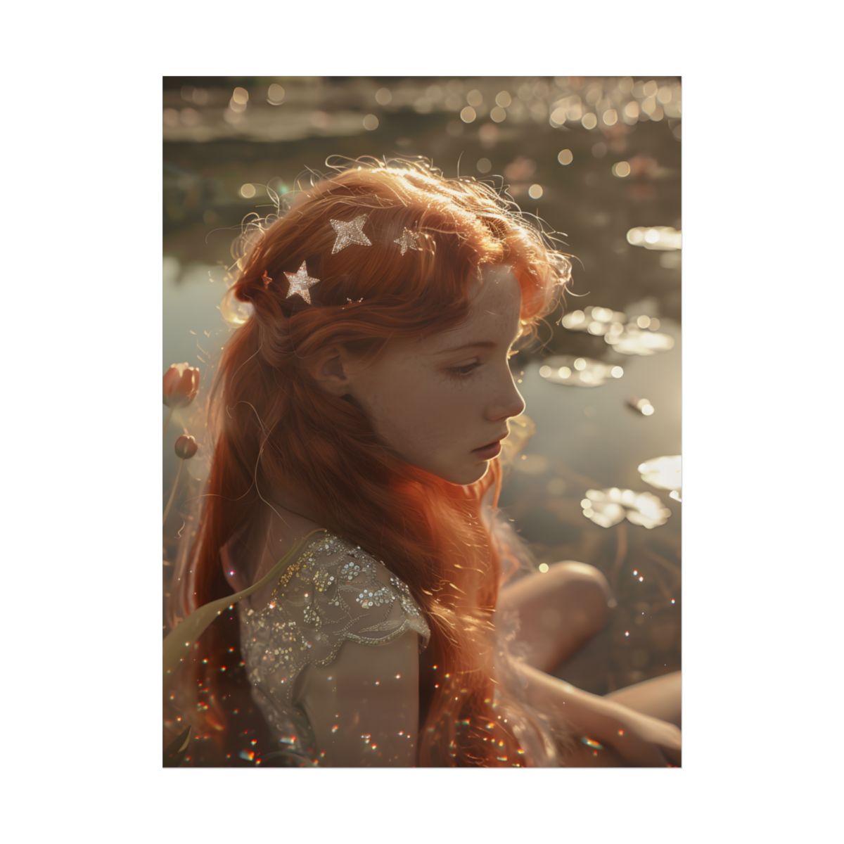 Sparkling Red Beauty: A Young Girl's Fiery Locks - Poster