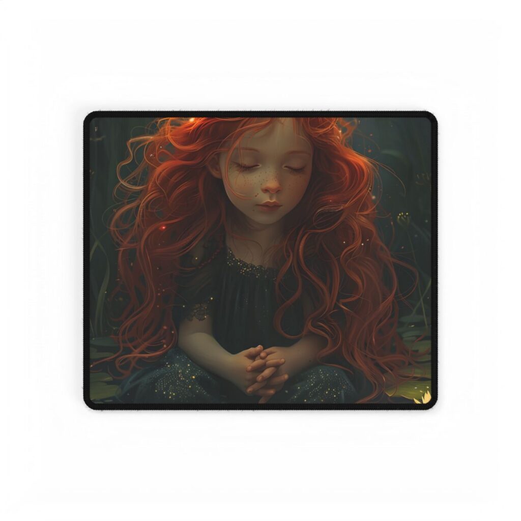 Sparkly Redhead Daydream: Young Girl Digital Art - Desk Mat