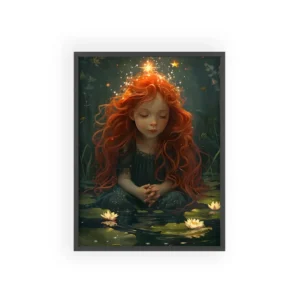 Starlit Girl Among Lilies Framed Poster