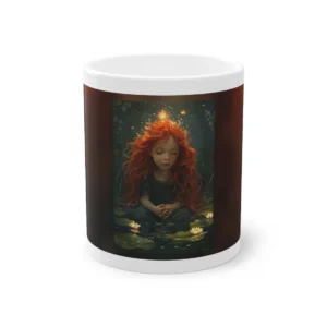 Starlit Girl Among Lilies Mug