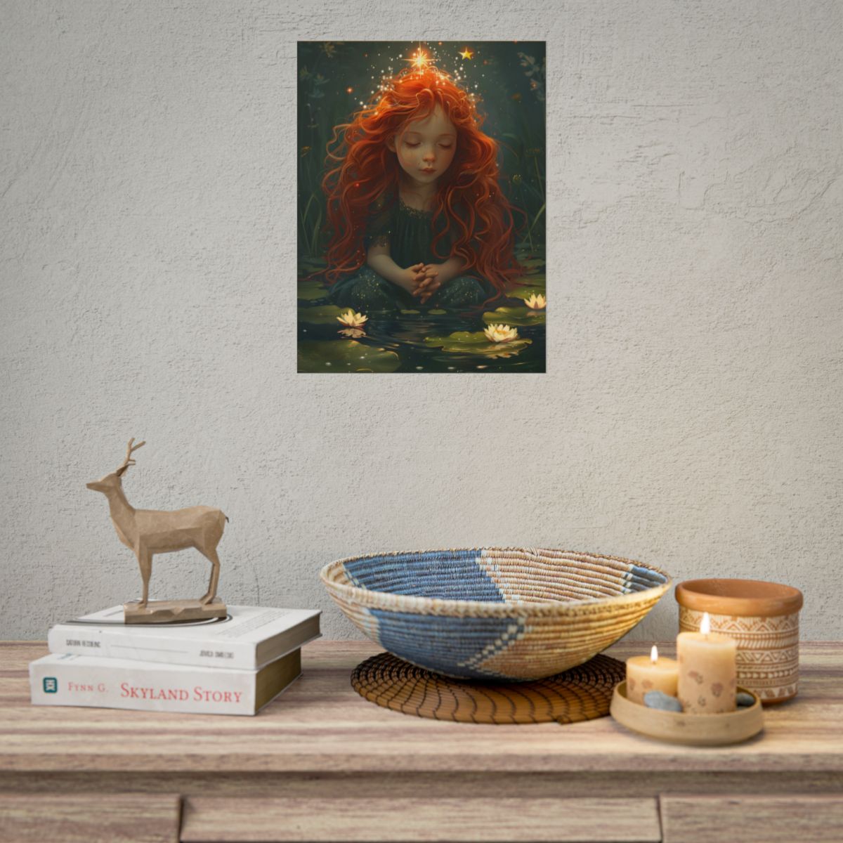 Sparkly Redhead Daydream: Young Girl Digital Art - Poster