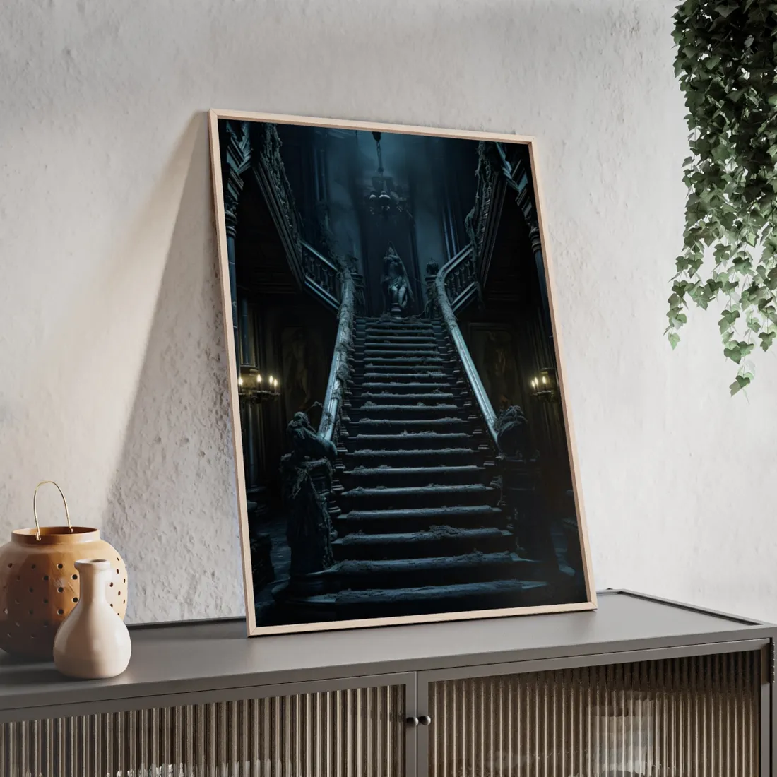 Spooky Gothic Mansion: Haunted Victorian Atmosphere - Framed Poster
