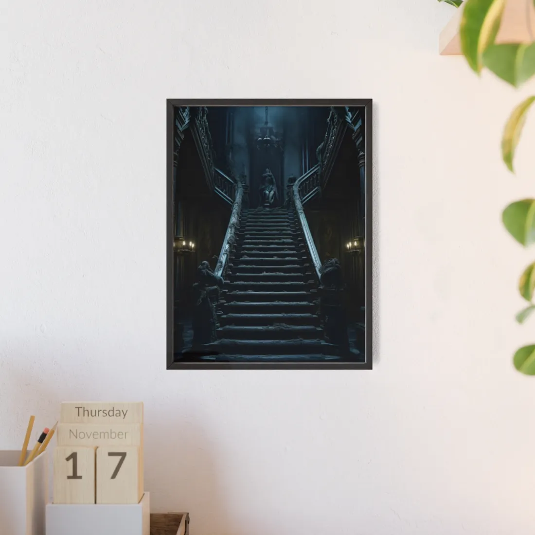 Spooky Gothic Mansion: Haunted Victorian Atmosphere - Framed Poster