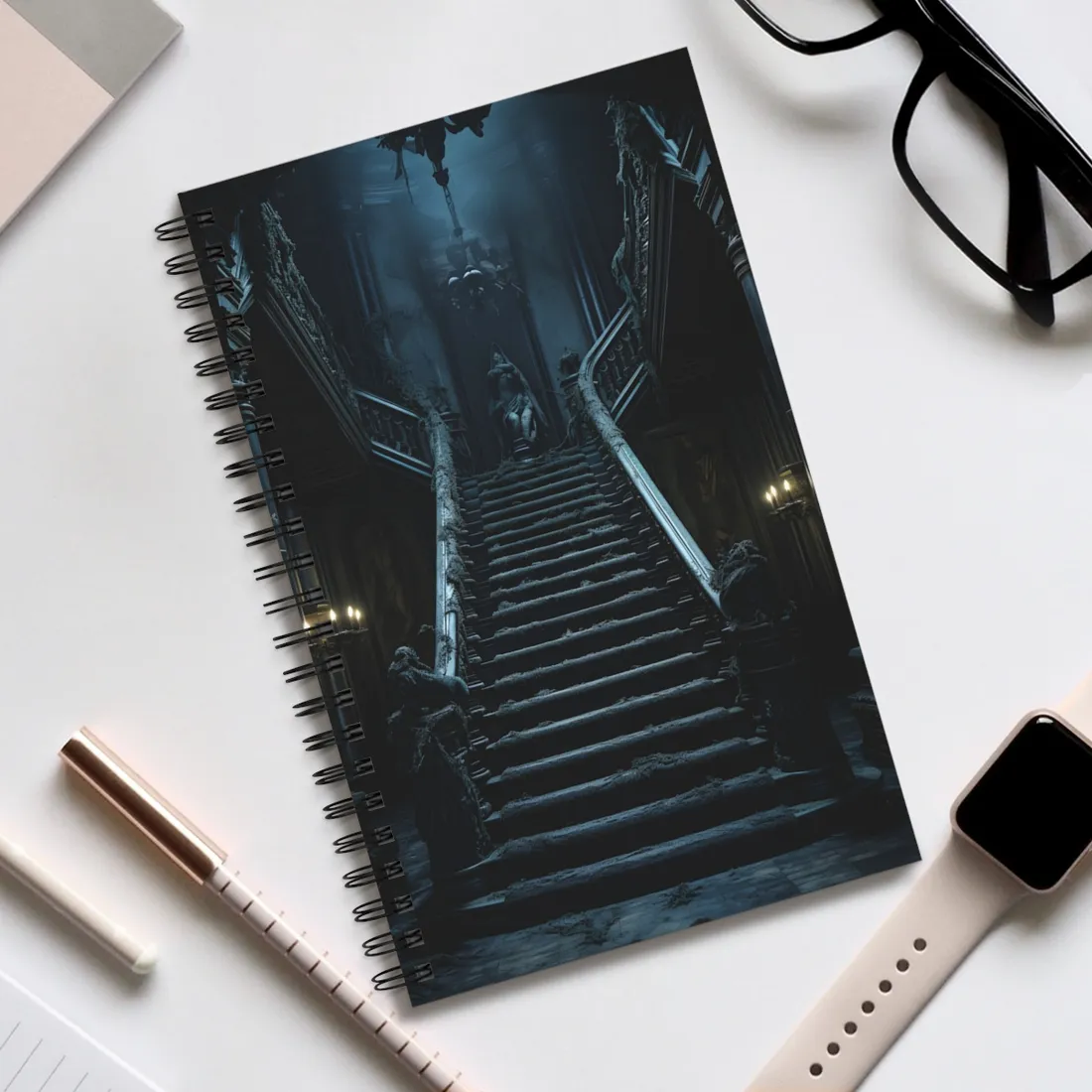 Spooky Gothic Mansion: Haunted Victorian Atmosphere - Spiral Notebook
