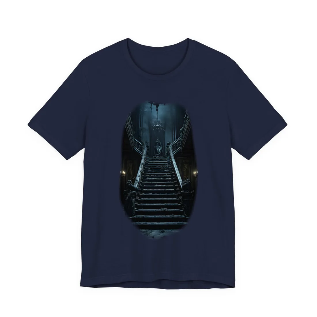 Spooky Gothic Mansion: Haunted Victorian Atmosphere - T-Shirt (Navy)