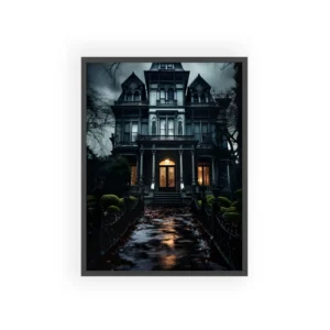 Victorian House at Night Framed Poster