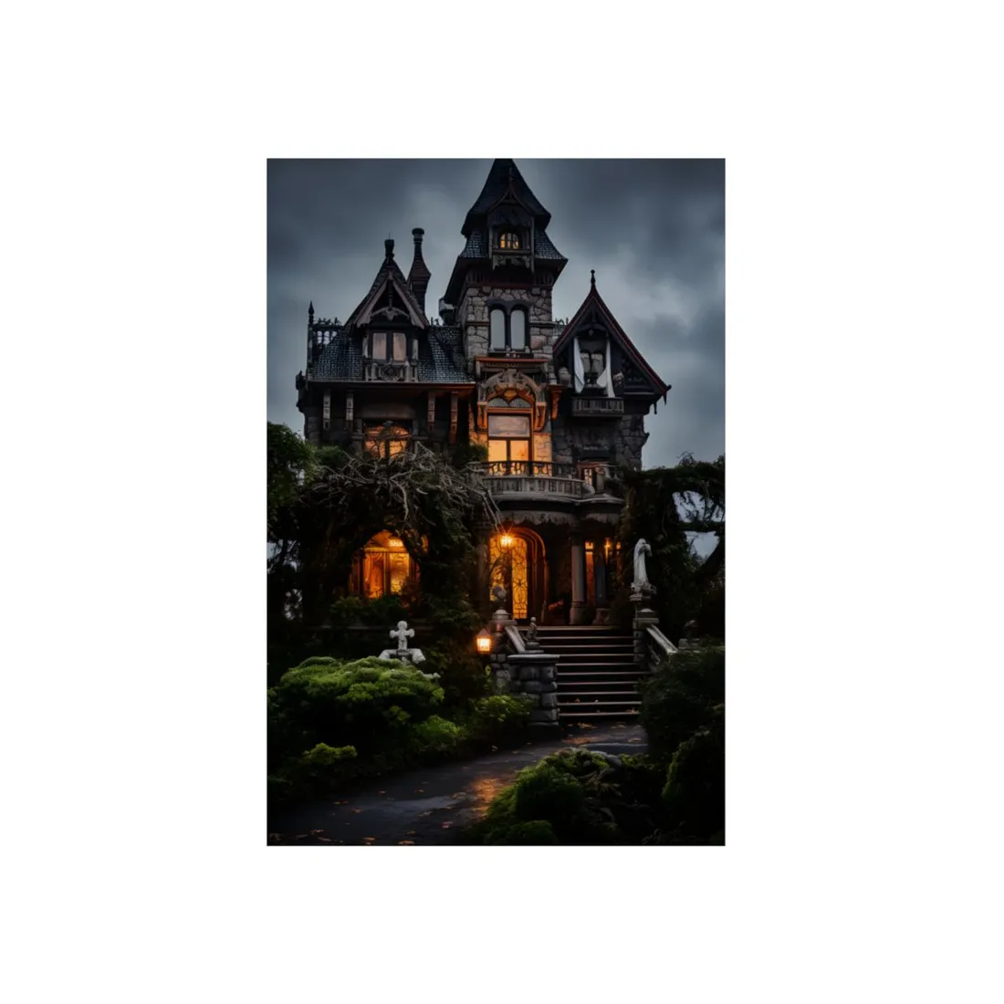 Spooky Victorian Mansion: Atmospheric Haunted - Metal Poster