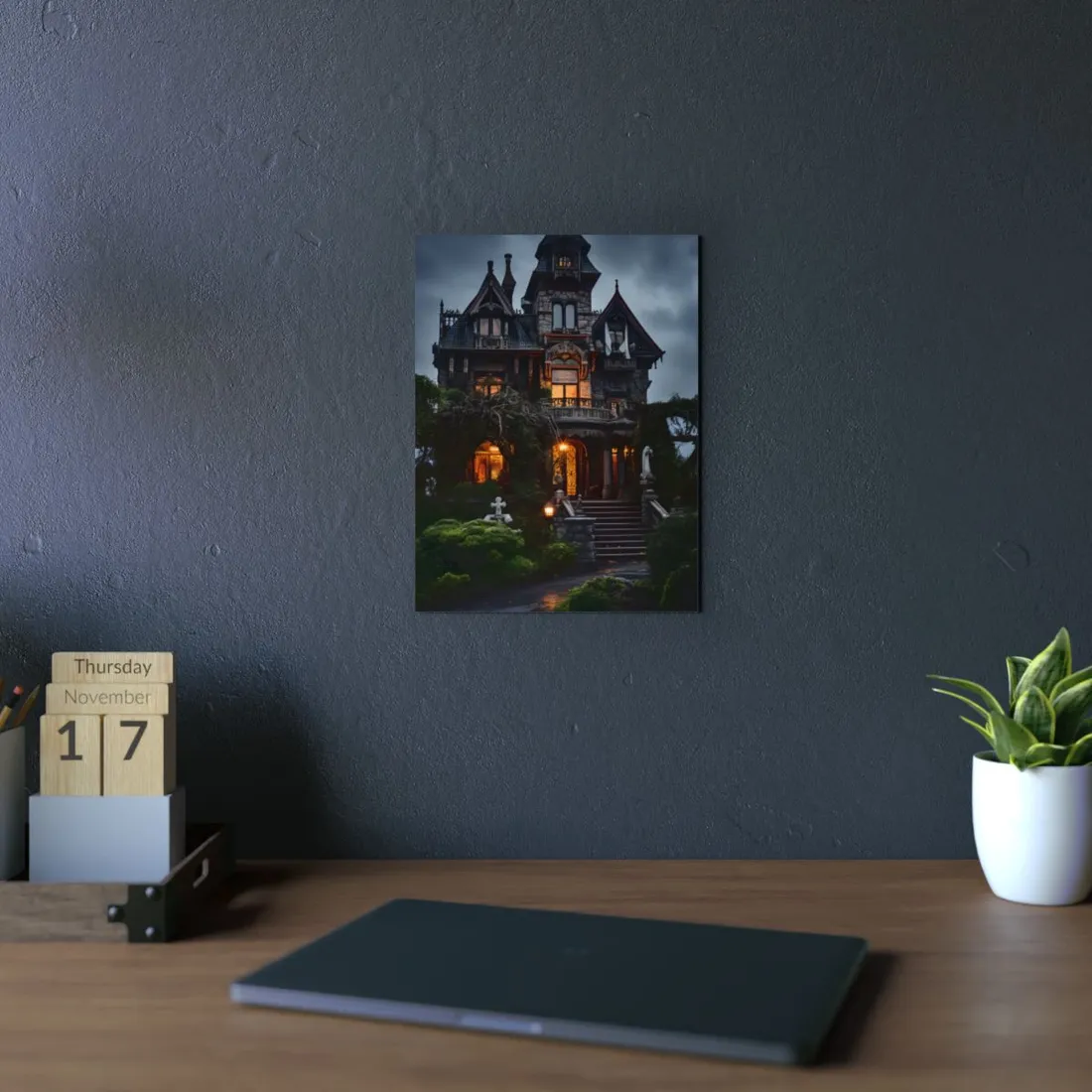 Spooky Victorian Mansion: Atmospheric Haunted - Metal Poster