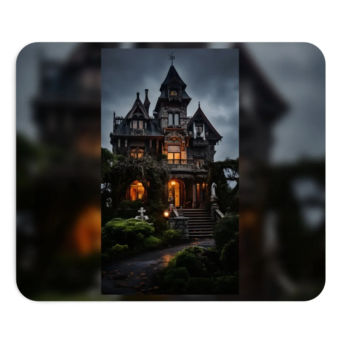 Spooky Victorian Mansion: Atmospheric Haunted - Mouse Pad