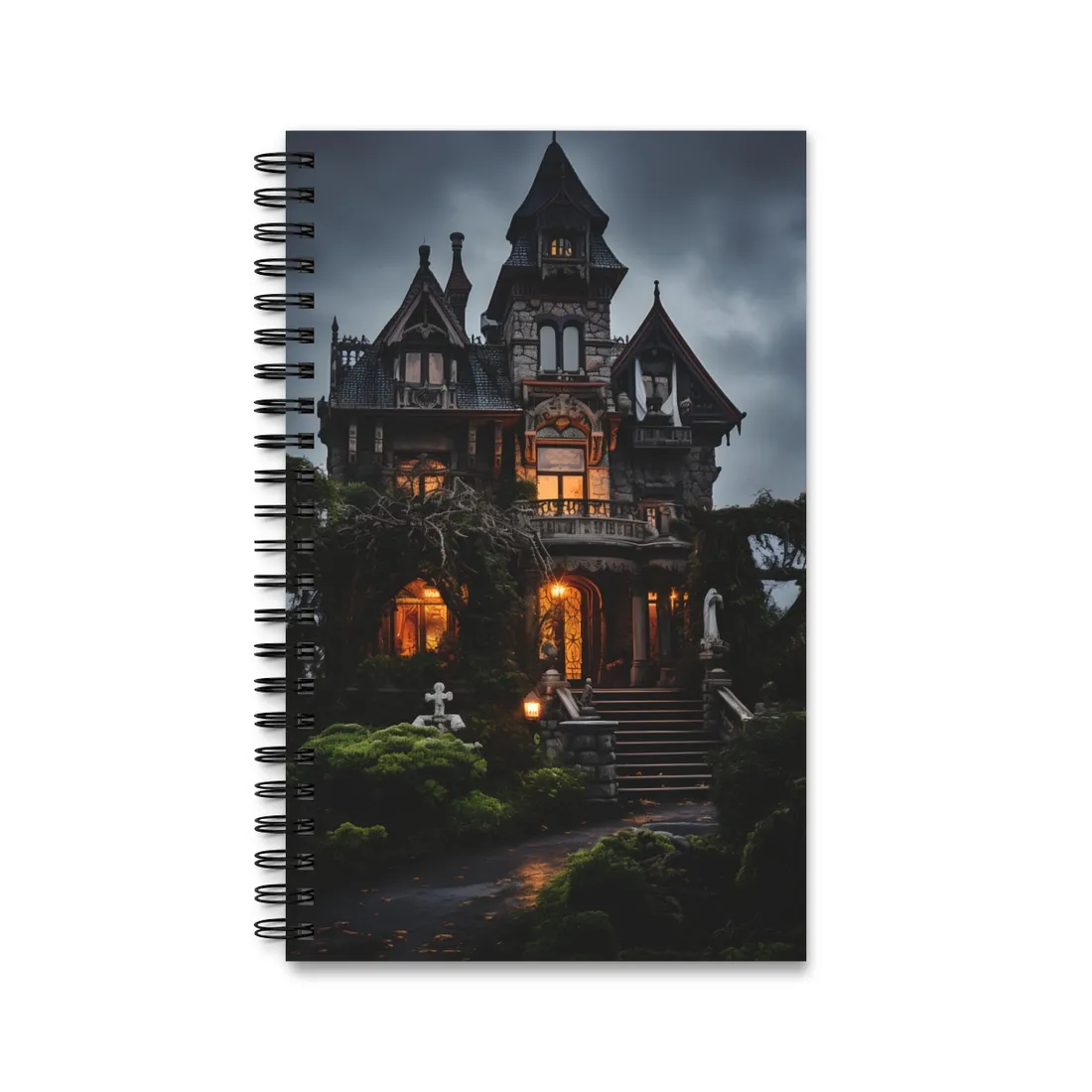 Spooky Victorian Mansion: Atmospheric Haunted - Spiral Notebook
