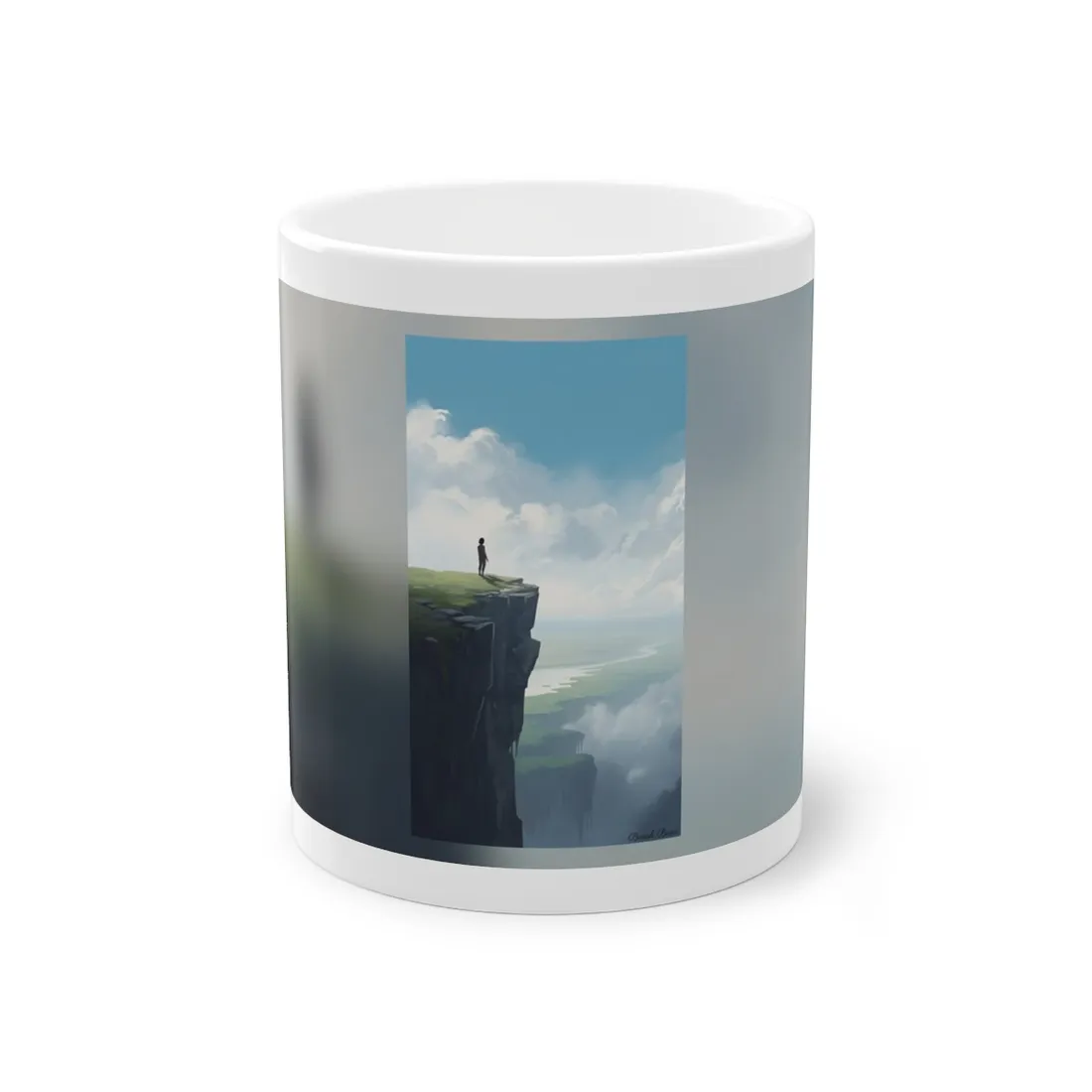 Spring Afternoon Outdoor Scene: Person Walking on Sidewalk - Mug