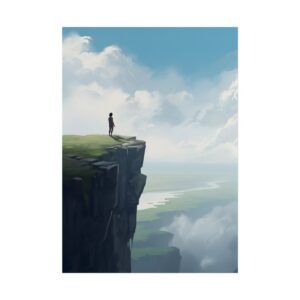 Lone Figure on Cliff Edge Poster