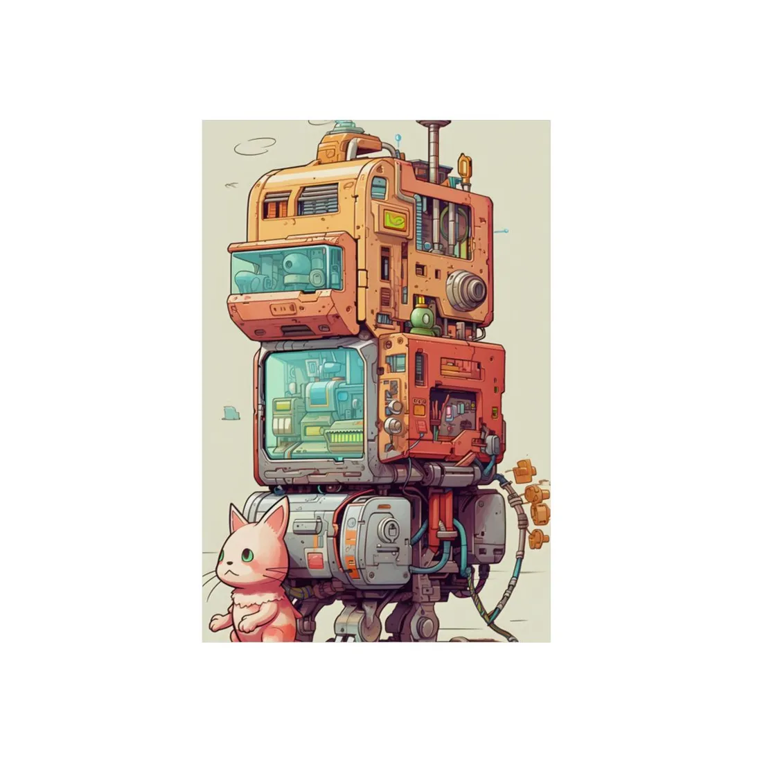 Stacked Pixel Robot: Retro Machine Tower - Metal Poster