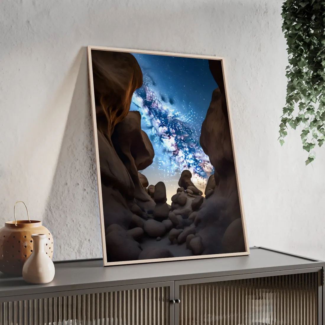 Stargazing Night Sky: Celestial Beauty of the Universe - Framed Poster