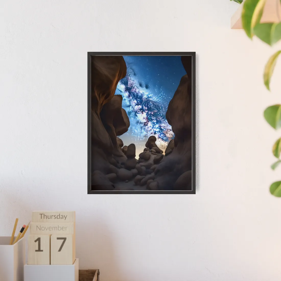 Stargazing Night Sky: Celestial Beauty of the Universe - Framed Poster