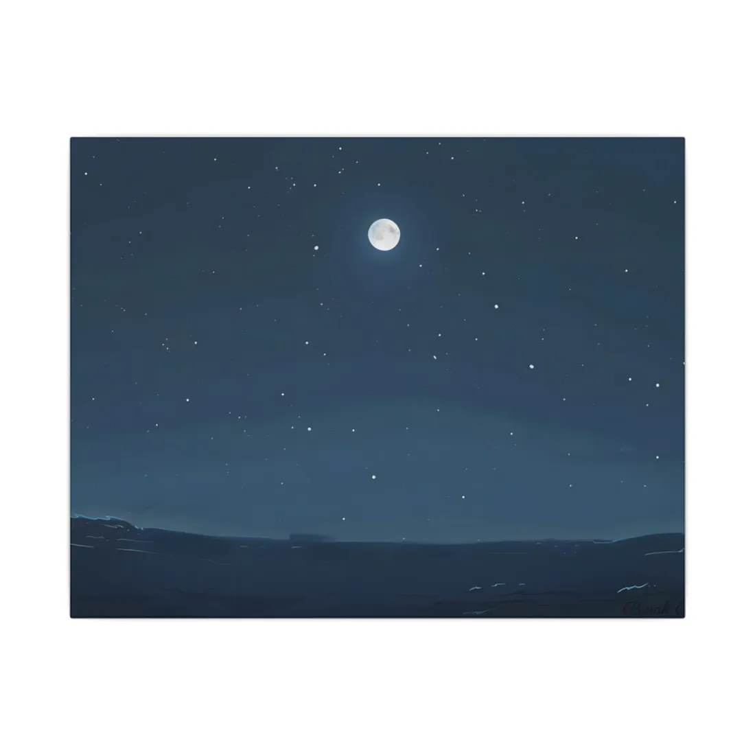 Starry Night Sky: Minimalist Beauty in Blue - Canvas