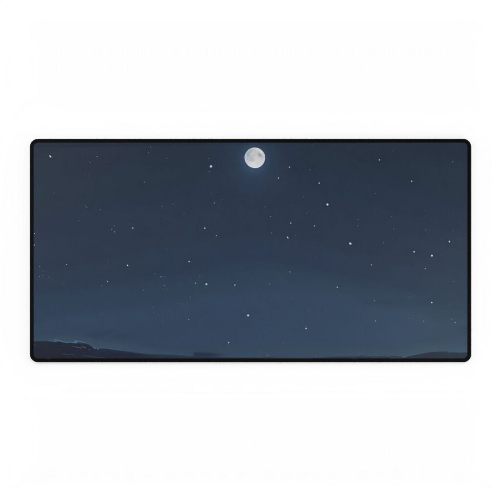Starry Night Sky: Minimalist Beauty in Blue - Desk Mat