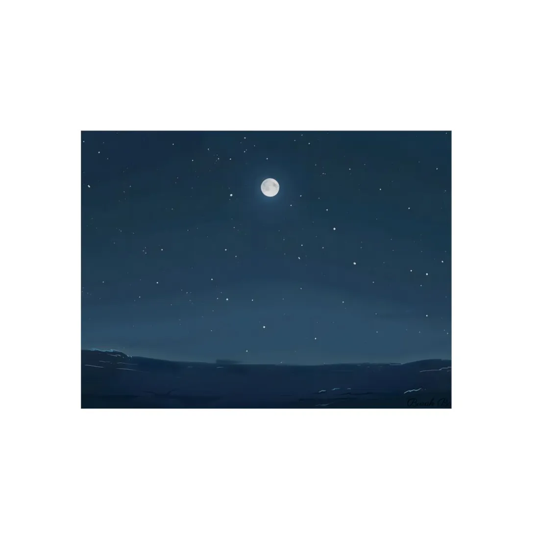 Starry Night Sky: Minimalist Beauty in Blue - Metal Poster