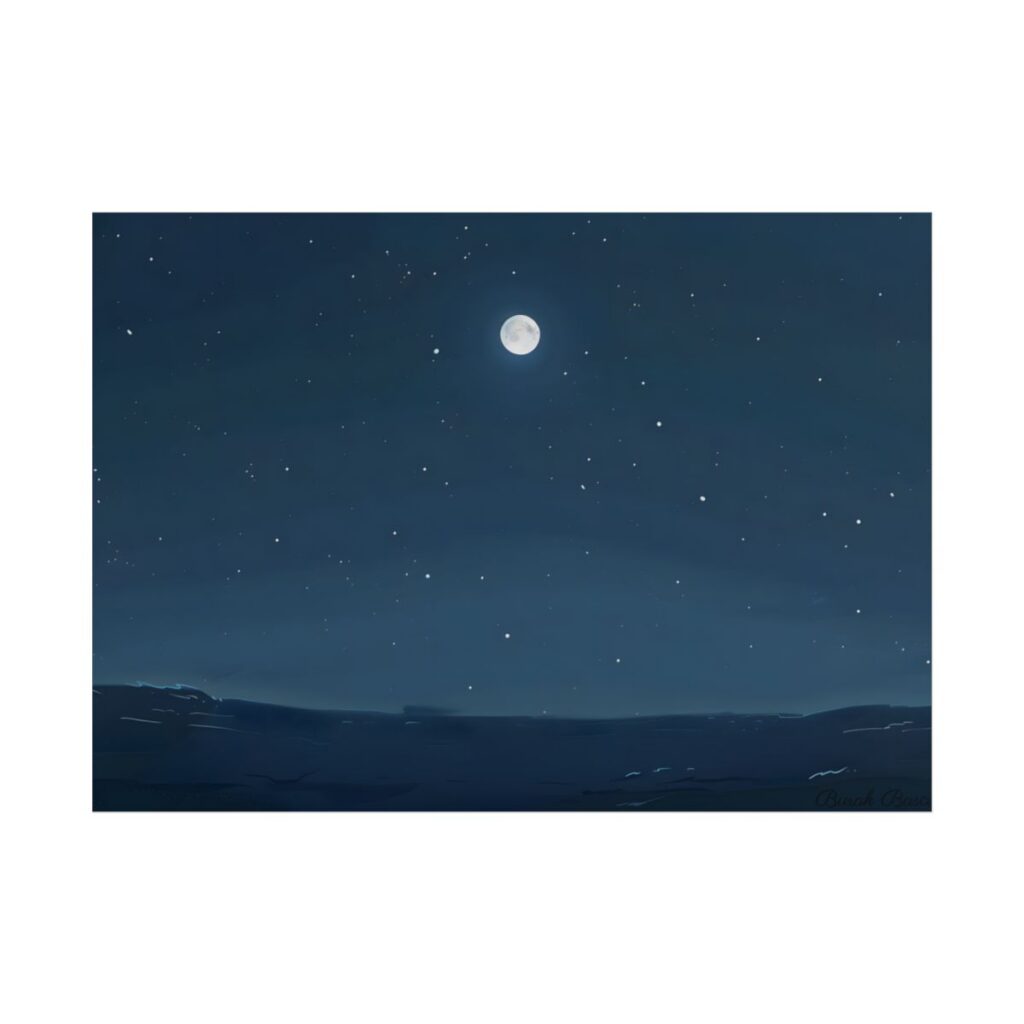 Starry Night Sky: Minimalist Beauty in Blue - Poster
