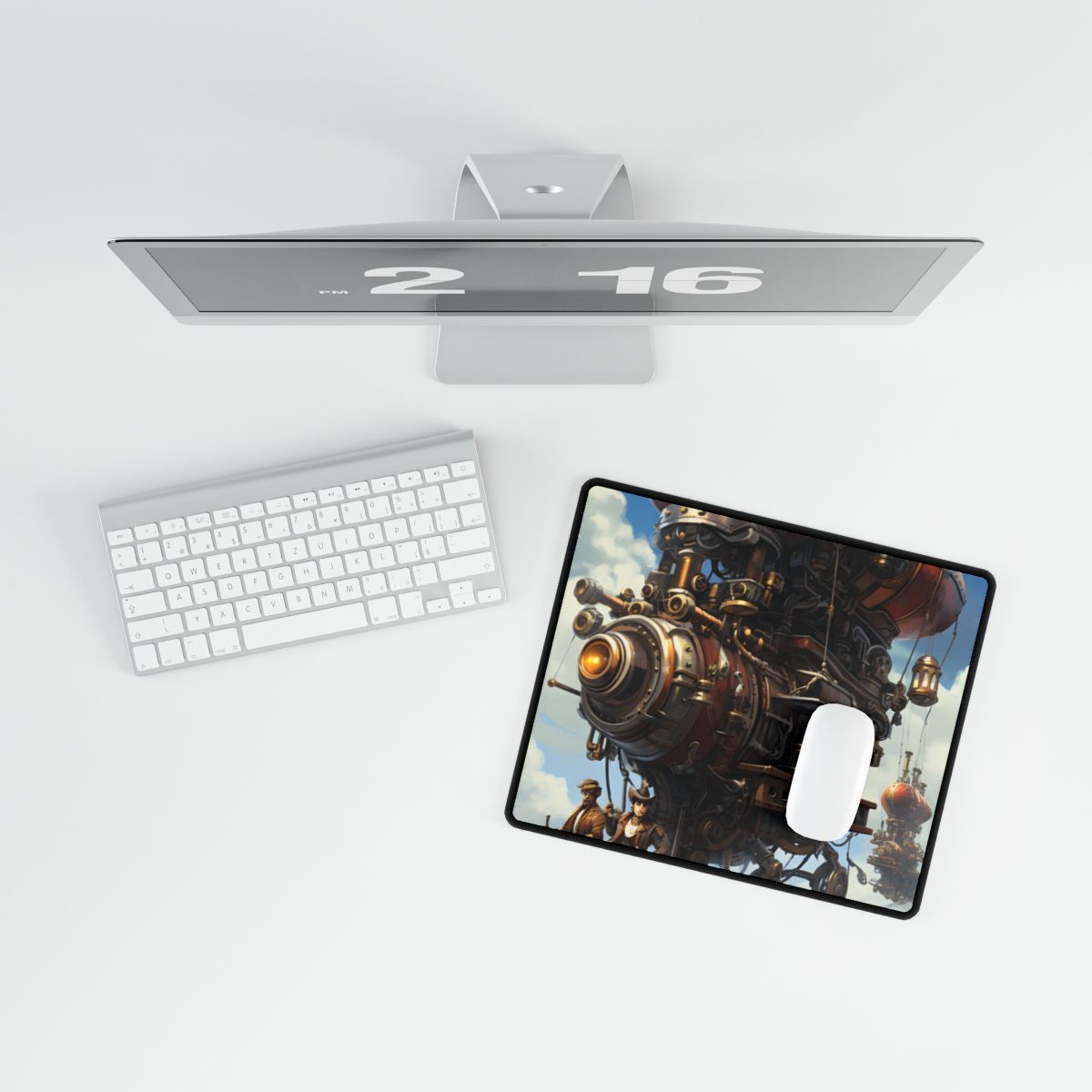Steam Powered Sky-Liner Thrill Ride: Steampunk Race on Colum - Desk Mat
