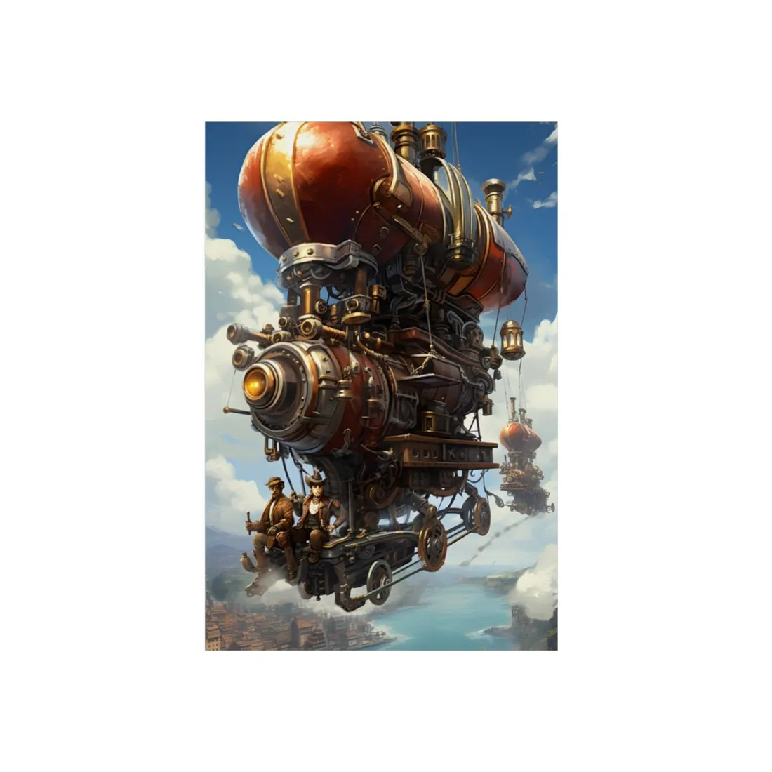 Steam Powered Sky-Liner Thrill Ride: Steampunk Race on Colum - Metal Poster
