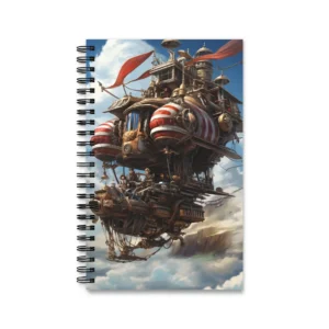 Steampunk Airship Above Clouds Spiral Notebook