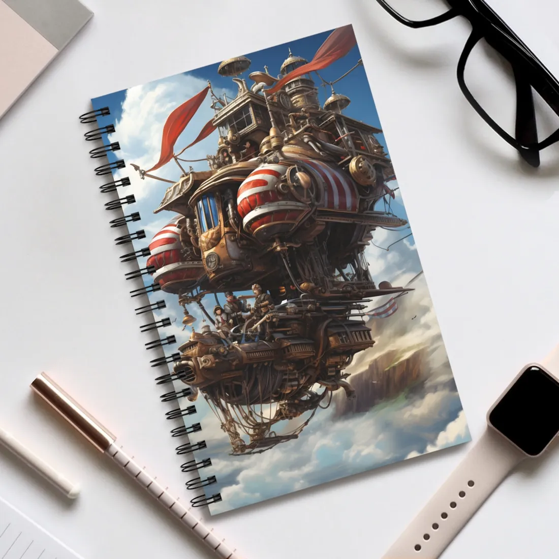 Steampunk Air Race Thrills: Early 20th Century Flight - Spiral Notebook