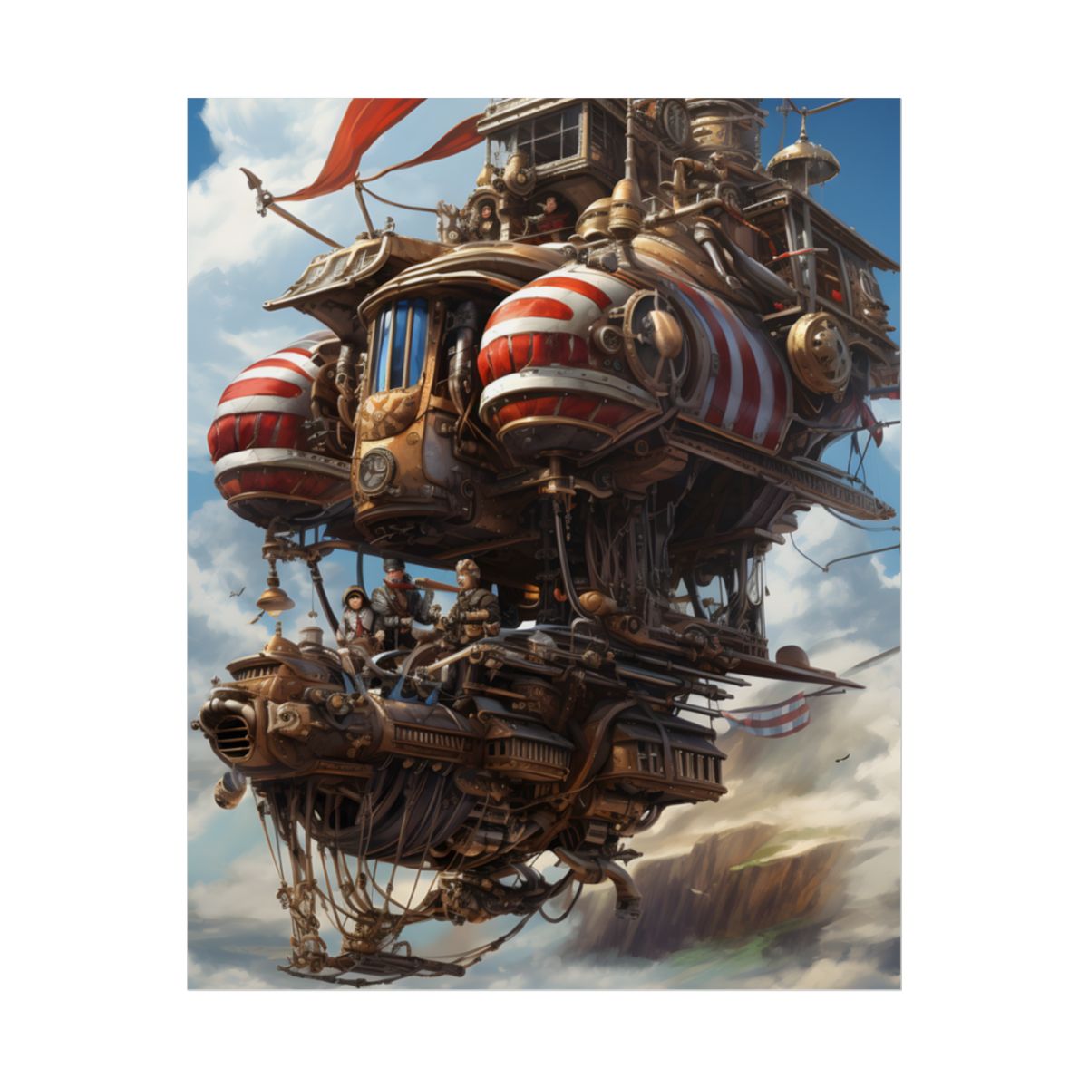 Steampunk Air Race Thrills: Early 20th Century Flight - Poster
