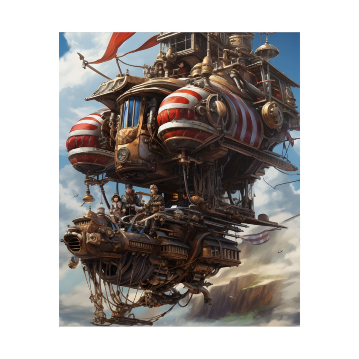 Steampunk Air Race Thrills: Early 20th Century Flight - Poster