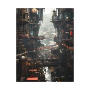 Misty Industrial Market Alley Canvas Print