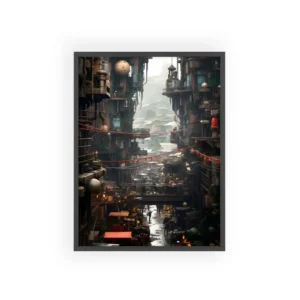 Misty Industrial Market Alley Framed Poster