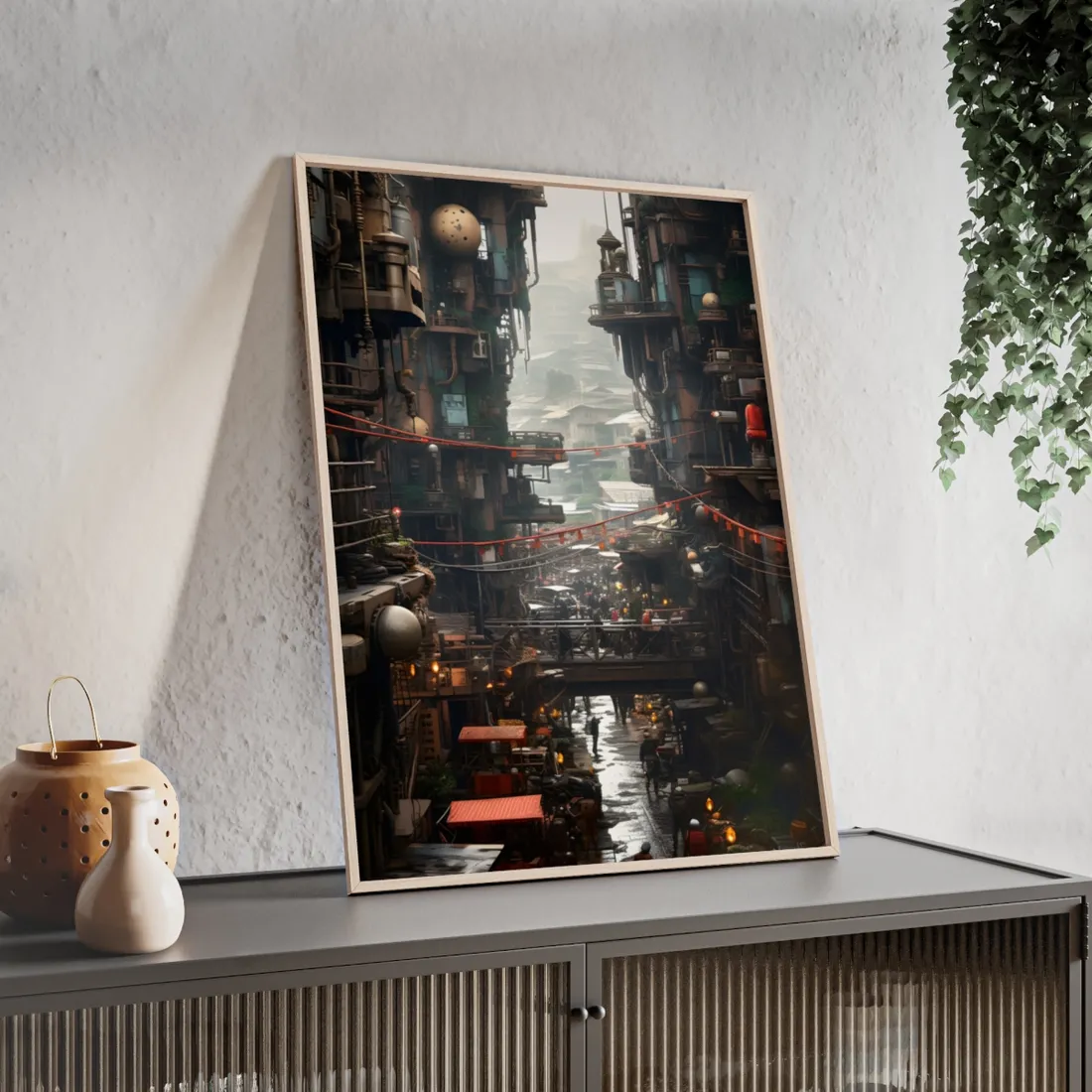 Steampunk Apocalypse: Abandoned Cityscape Digital Art - Framed Poster