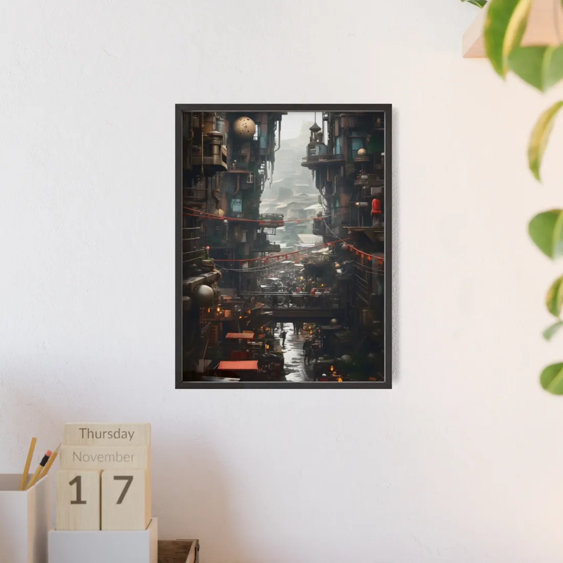 Steampunk Apocalypse: Abandoned Cityscape Digital Art - Framed Poster