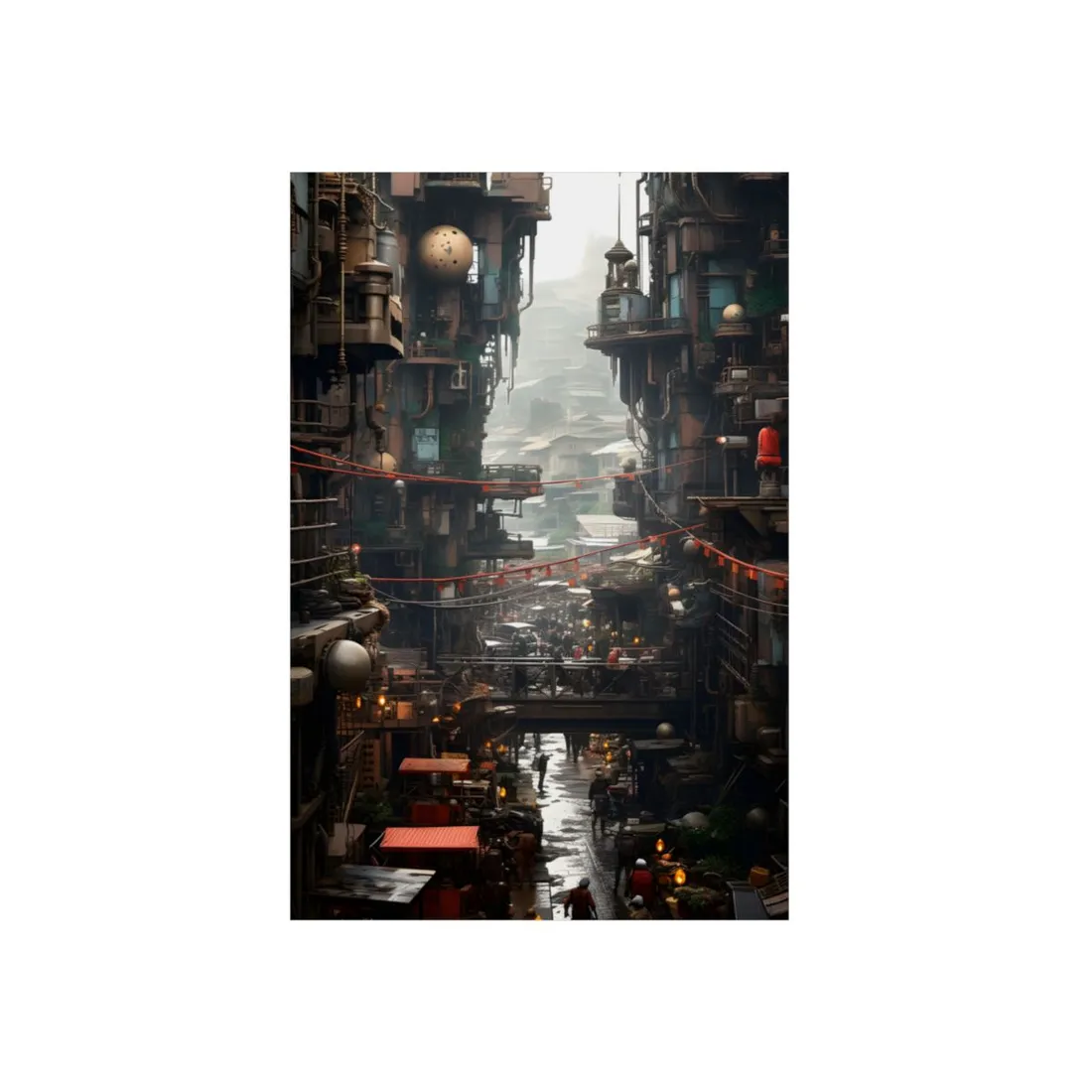 Steampunk Apocalypse: Abandoned Cityscape Digital Art - Metal Poster