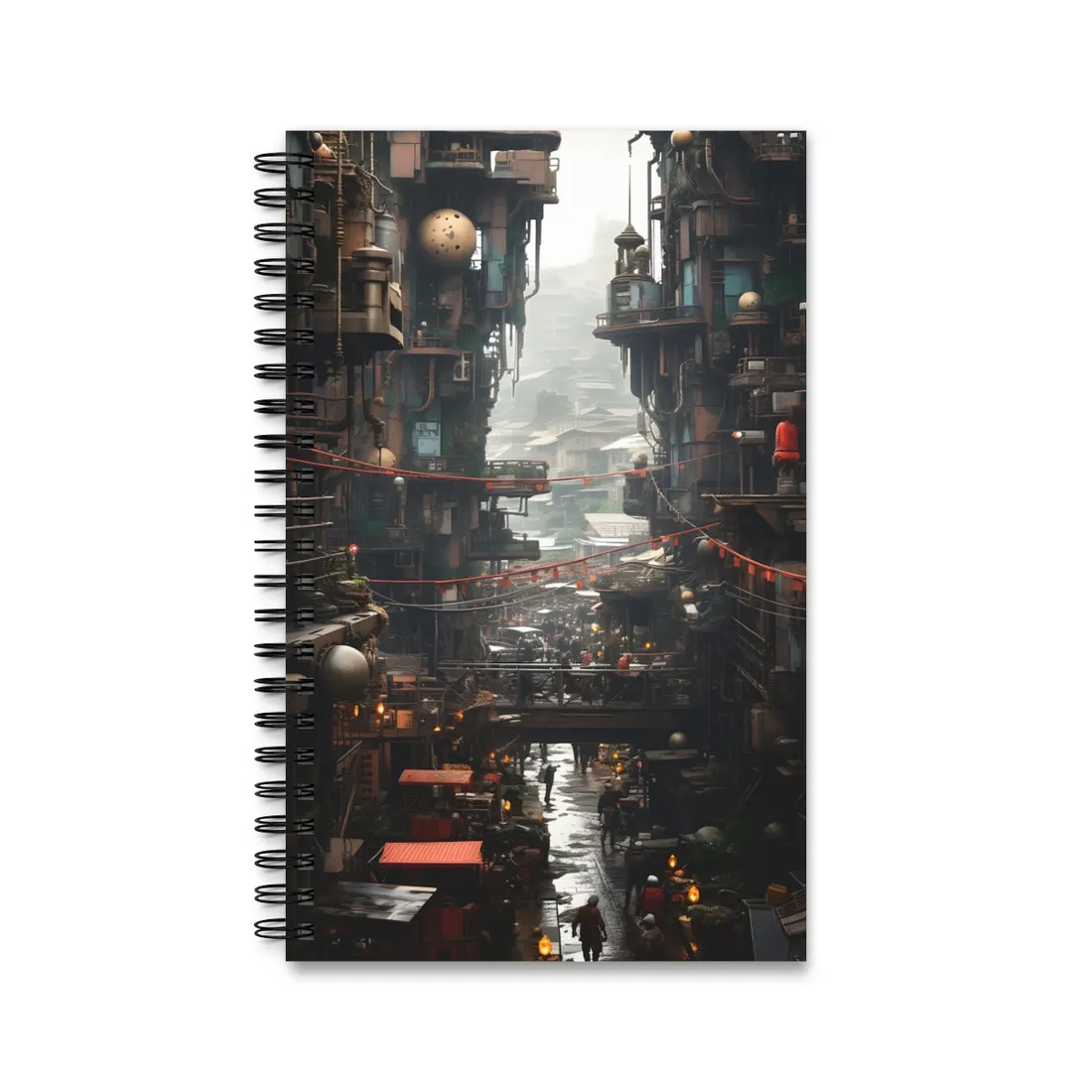Steampunk Apocalypse: Abandoned Cityscape Digital Art - Spiral Notebook