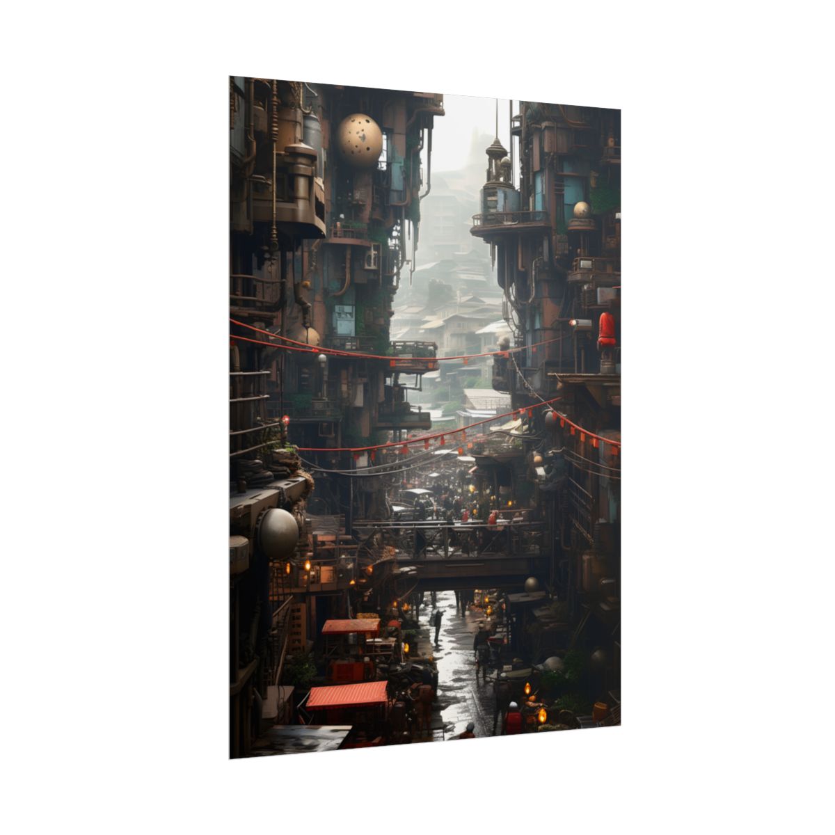 Steampunk Apocalypse: Abandoned Cityscape Digital Art - Poster