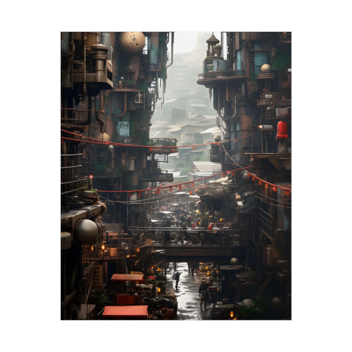 Steampunk Apocalypse: Abandoned Cityscape Digital Art - Poster
