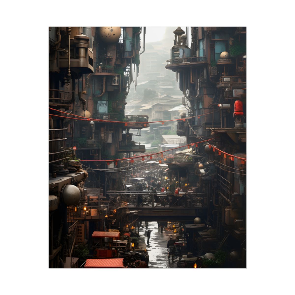 Steampunk Apocalypse: Abandoned Cityscape Digital Art - Poster