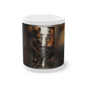Industrial Street with Orange Tanks Mug