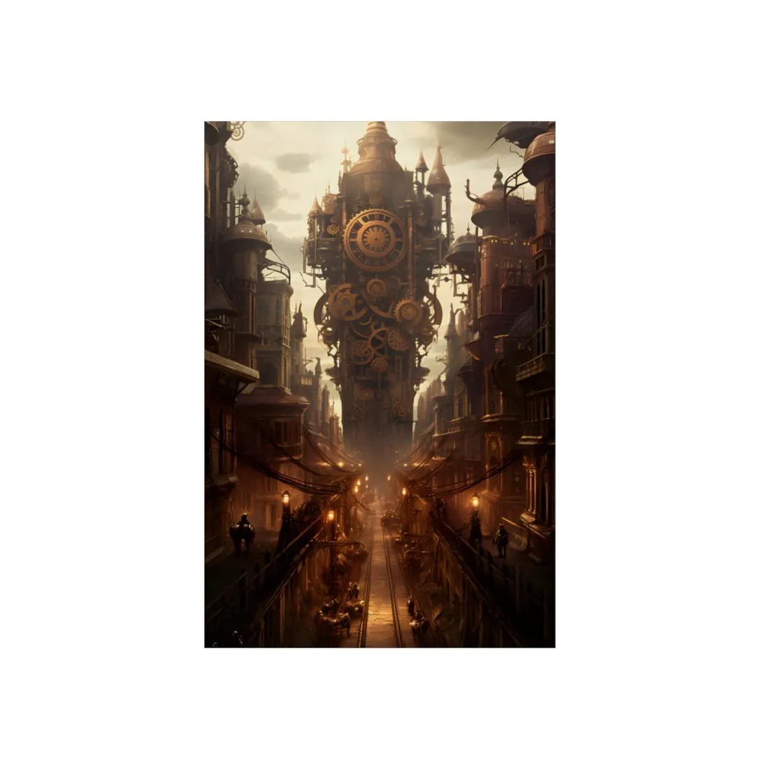 Steampunk City: A Glimpse into Industrial Paradise - Metal Poster