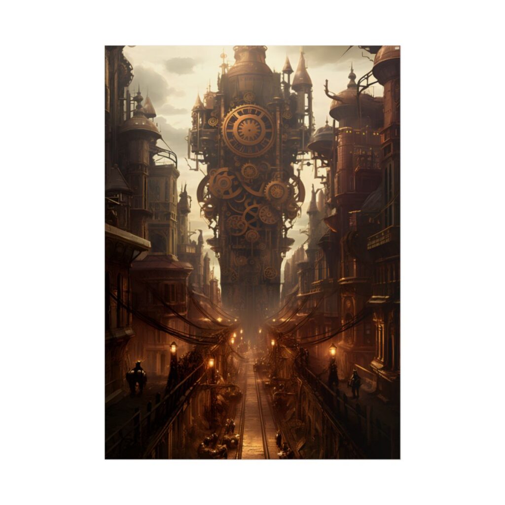 Steampunk City: A Glimpse into Industrial Paradise - Poster