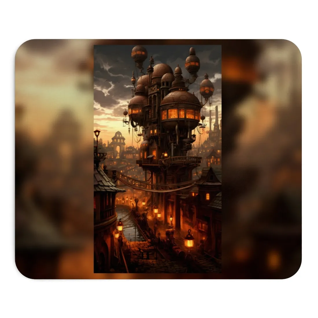 Steampunk City Delights: Vintage Parisian Landscape Art - Mouse Pad