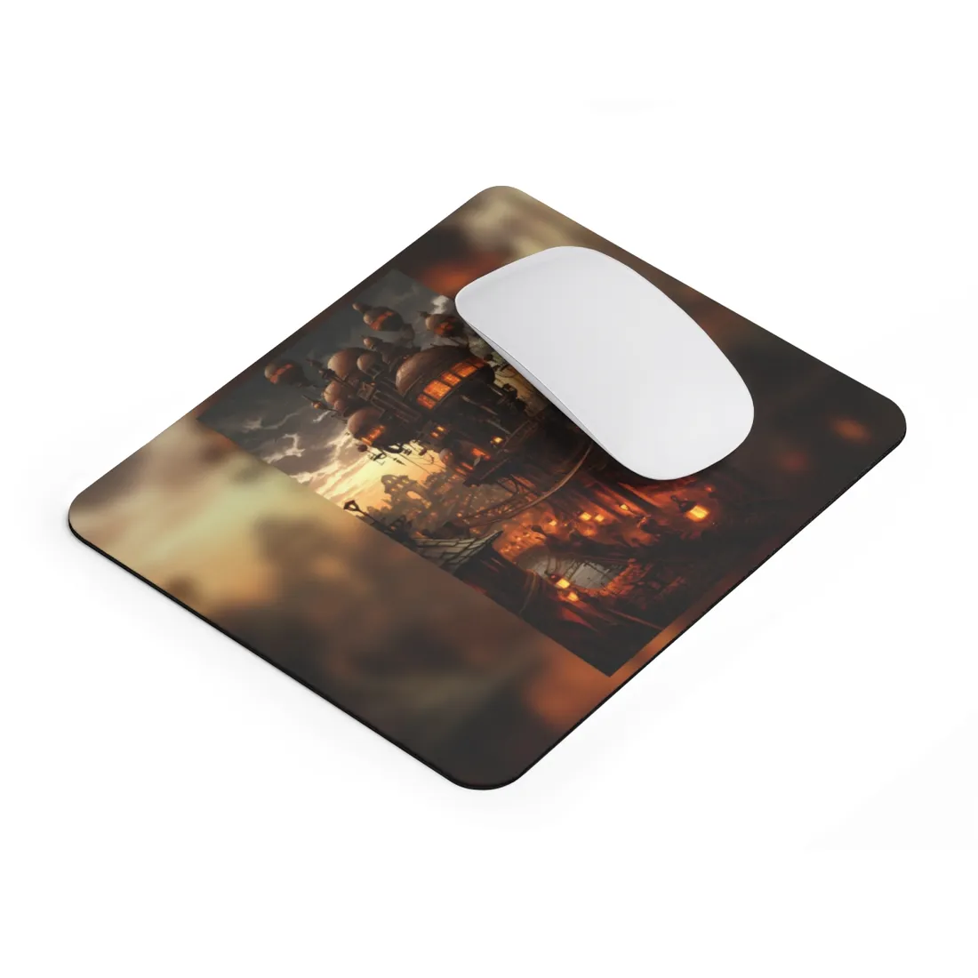 Steampunk City Delights: Vintage Parisian Landscape Art - Mouse Pad