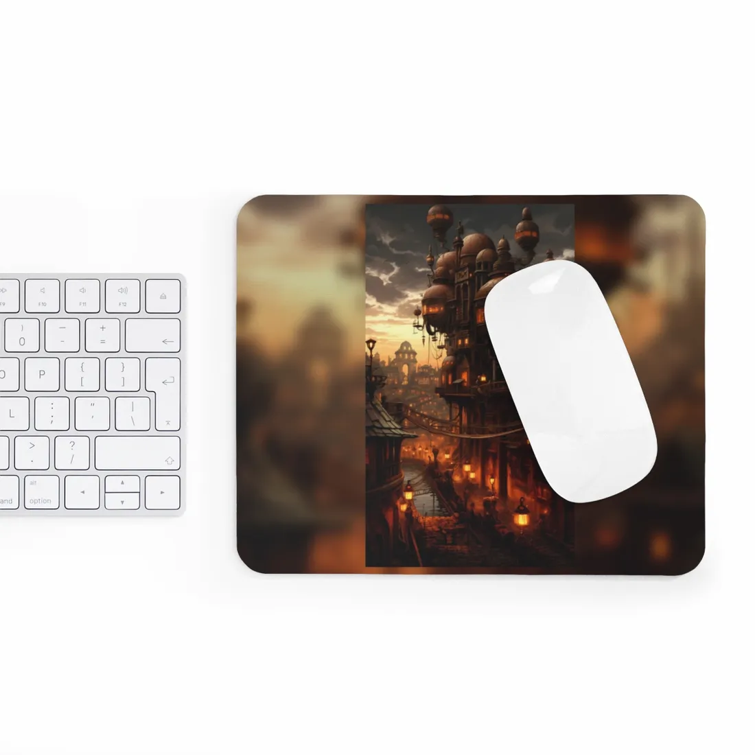 Steampunk City Delights: Vintage Parisian Landscape Art - Mouse Pad