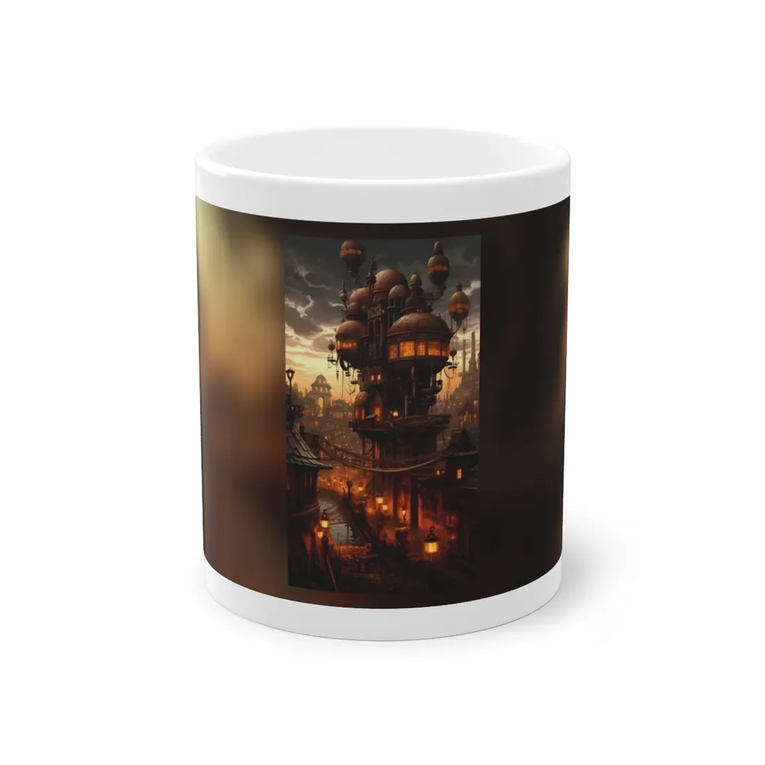 Steampunk City Delights: Vintage Parisian Landscape Art - Mug
